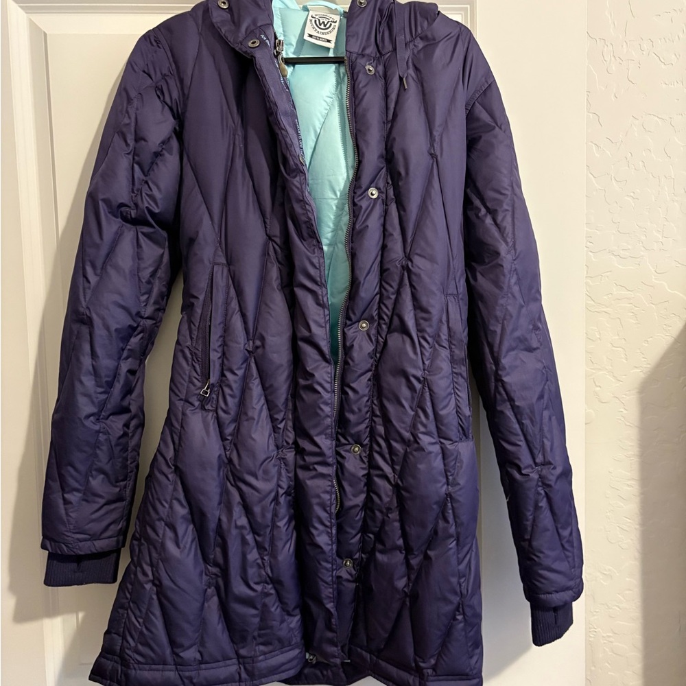Moosejaw Women's Deep Purple Long Puffer Coat Parka Hooded Size S Small